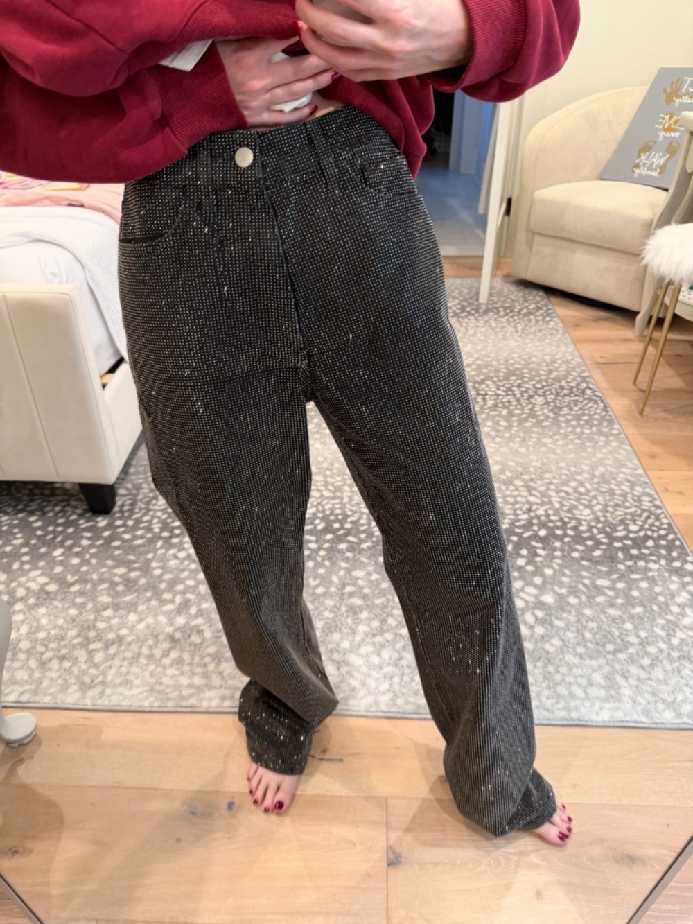 Viral Zara Rhinestone Black Jeans - Picture 2 of 6